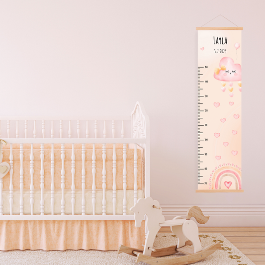 Kinder Messlatte Regenbogen Rosa