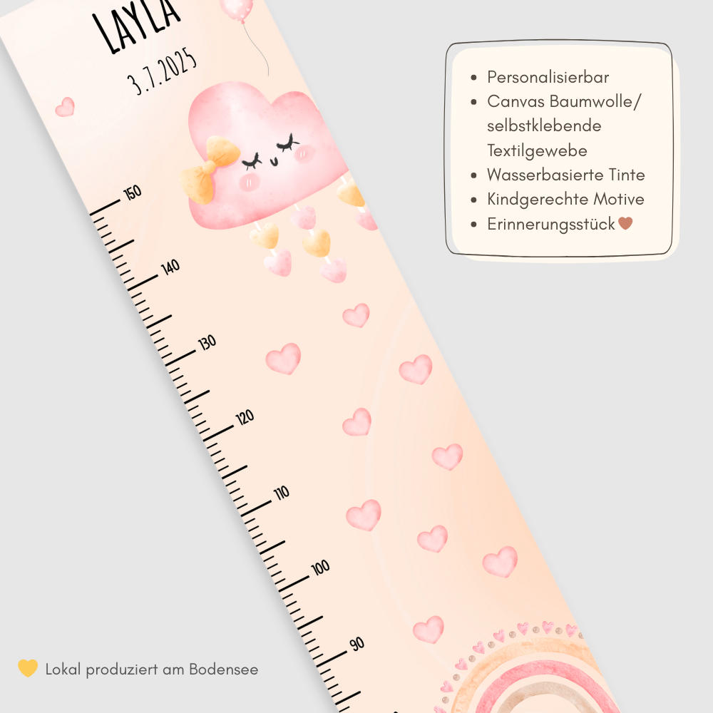 Kinder Messlatte Regenbogen Rosa