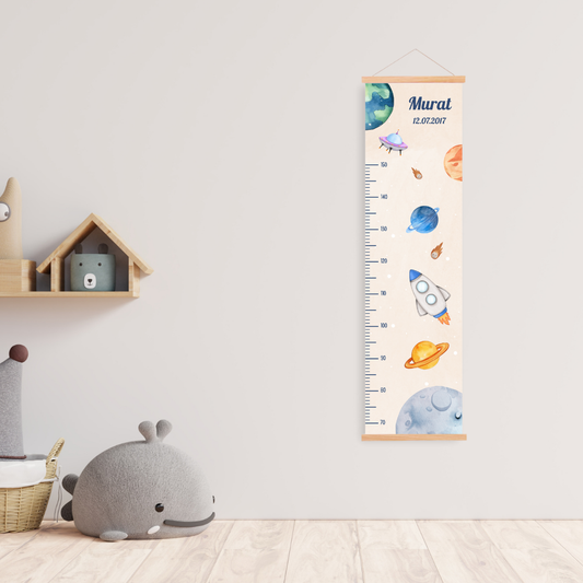 Kinder Messlatte Weltall Beige