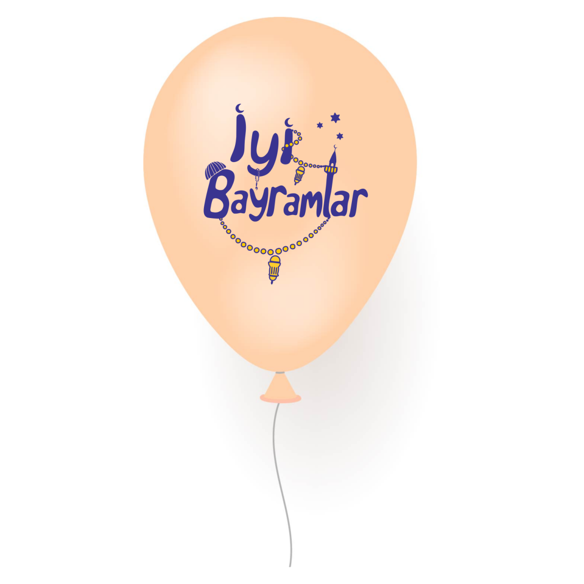 İyi Bayramlar balonları - renk seçeneği (çift taraflı baskılı)