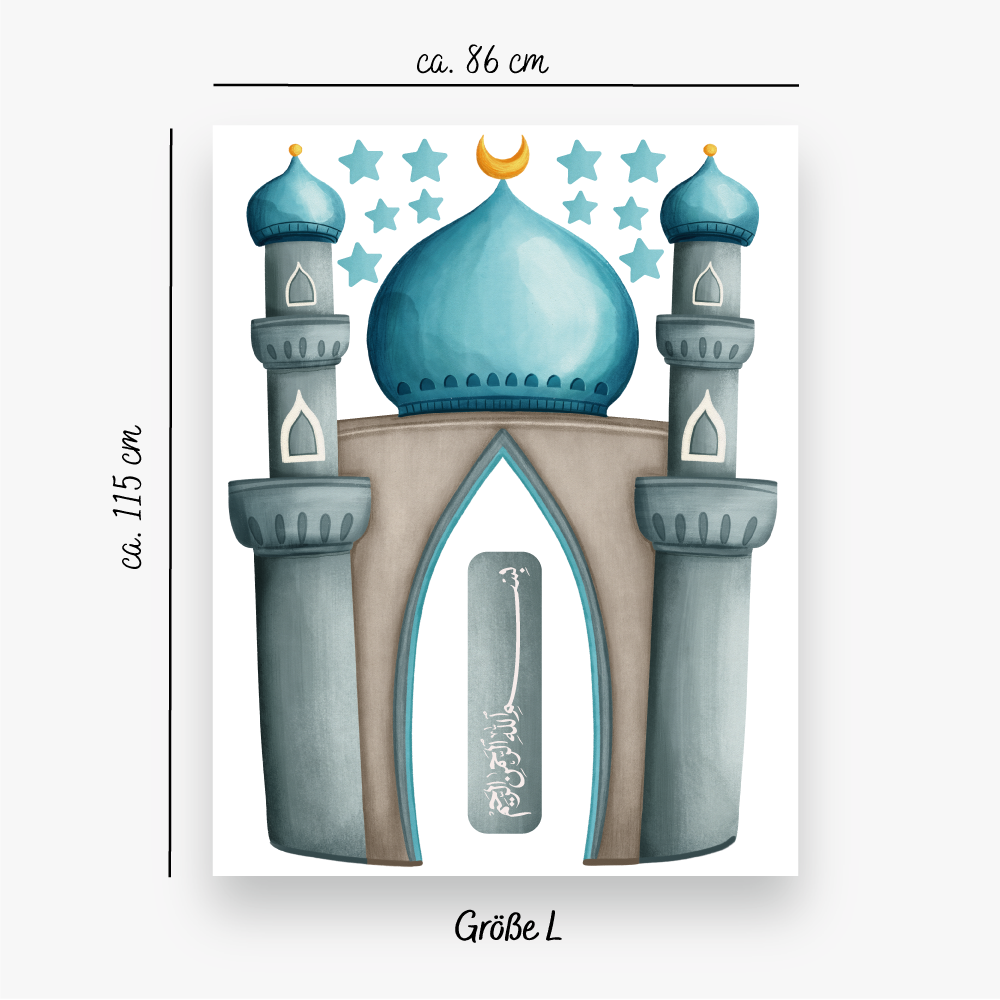 Duvar sticker cami namaz köşesi-mavi