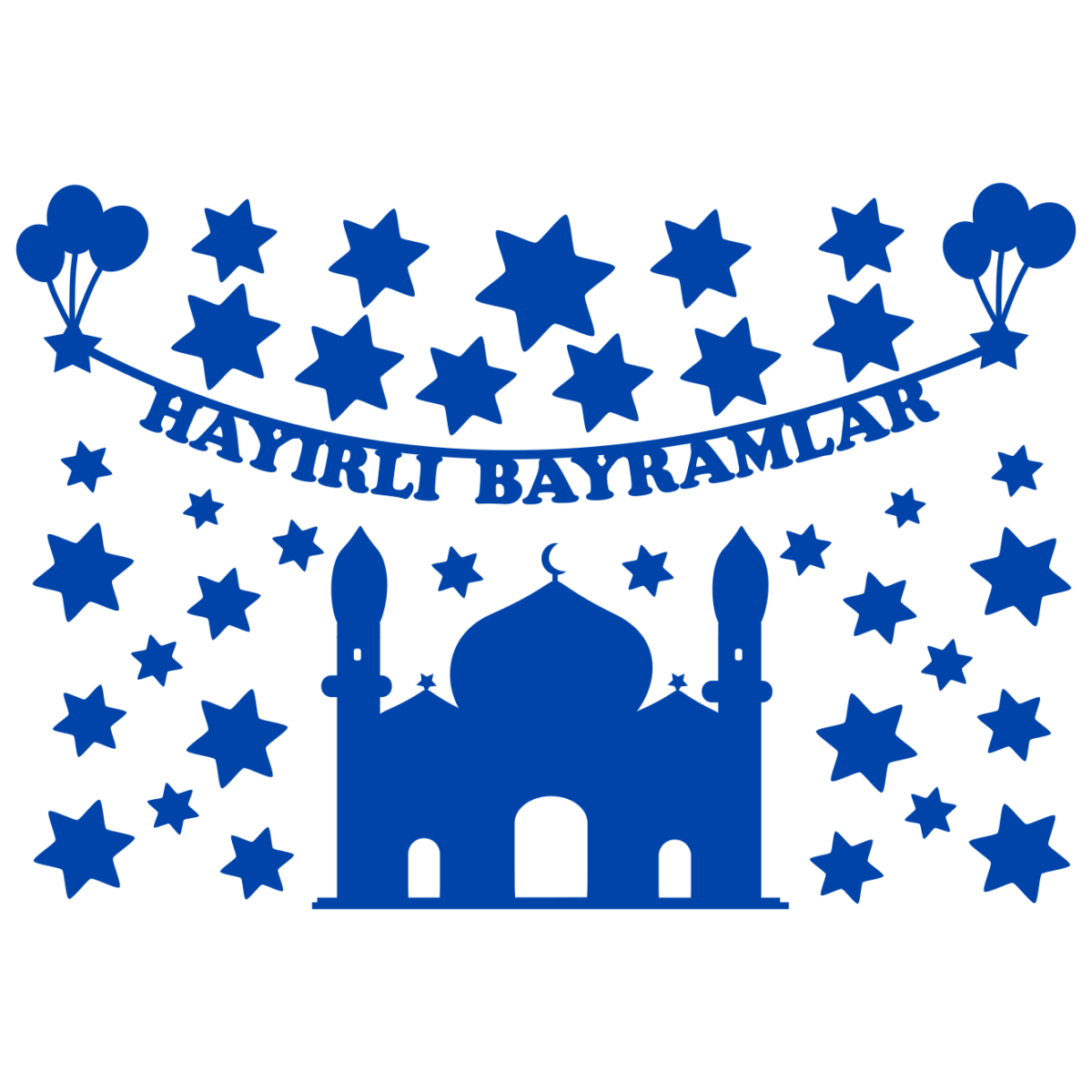 Hayırlı Bayramlar cam filmi - renk seçimi - varyant 2