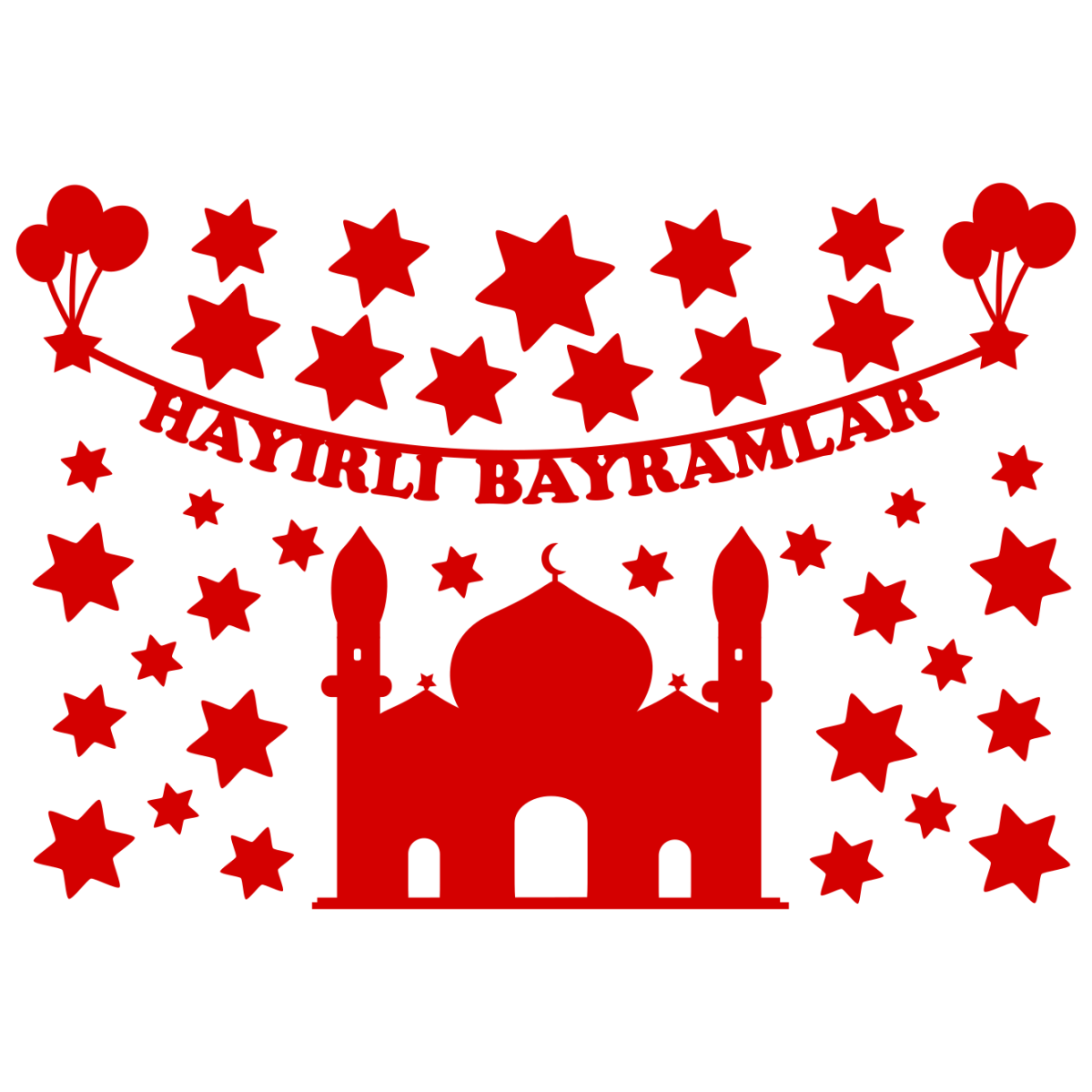 Hayırlı Bayramlar cam filmi - renk seçimi - varyant 2