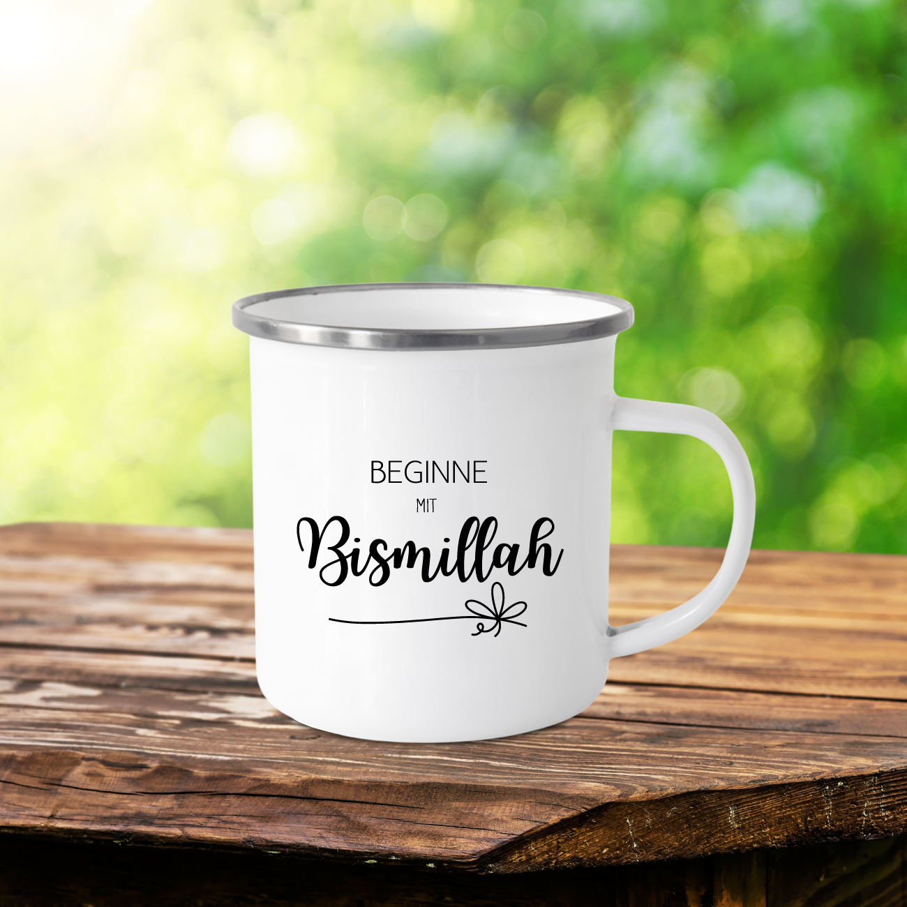 Emaile Tasse Weiß - Beginne mit Bismillah