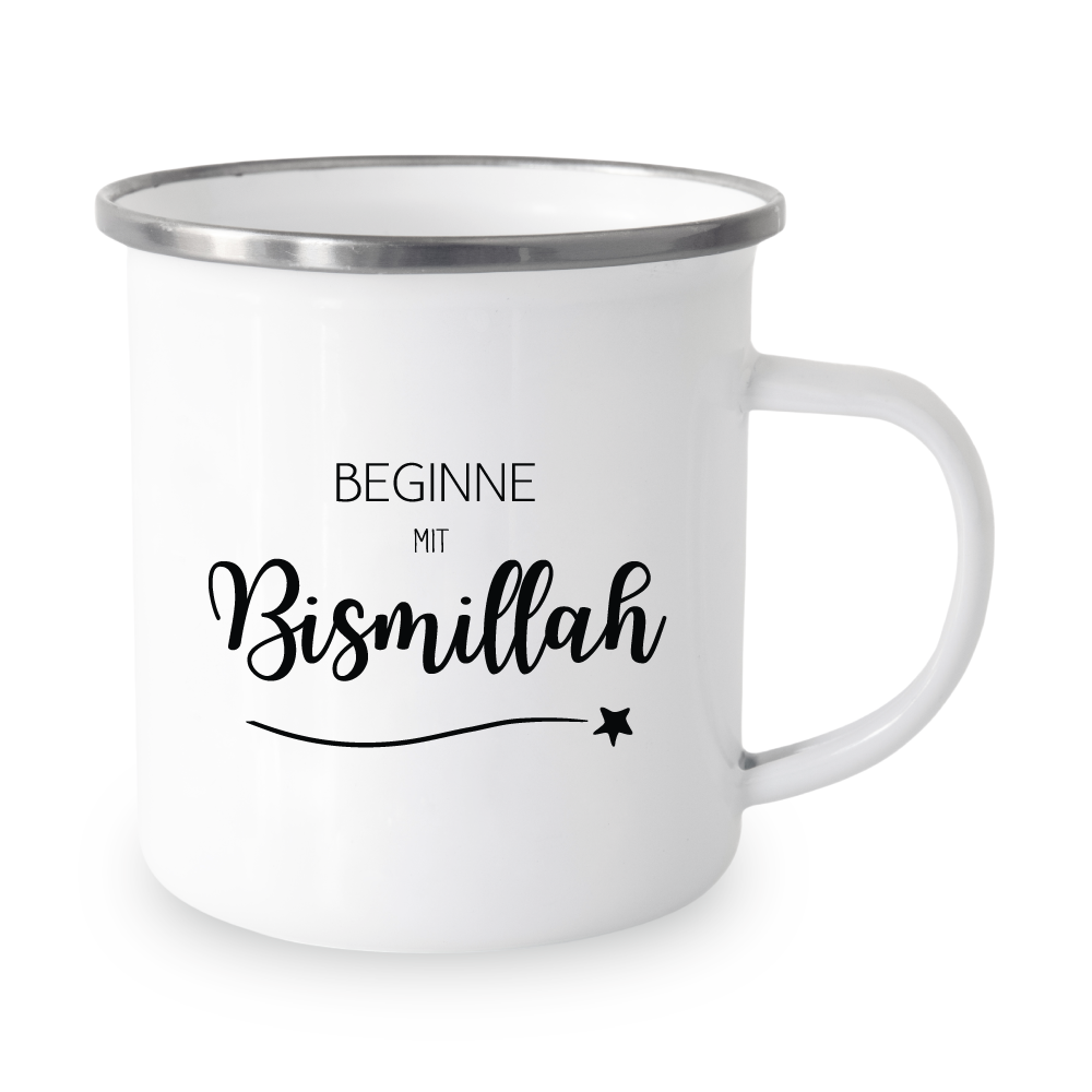 Emaile Tasse Weiß - Beginne mit Bismillah