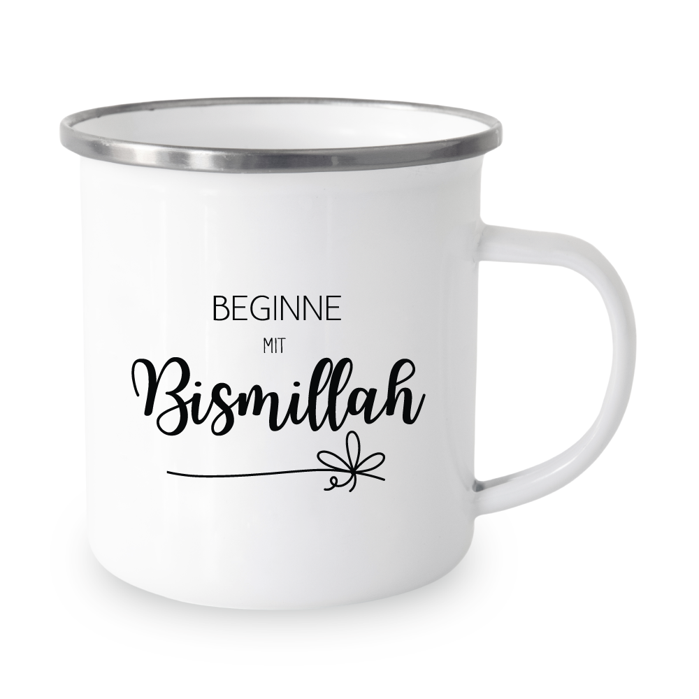 Emaile Tasse Weiß - Beginne mit Bismillah