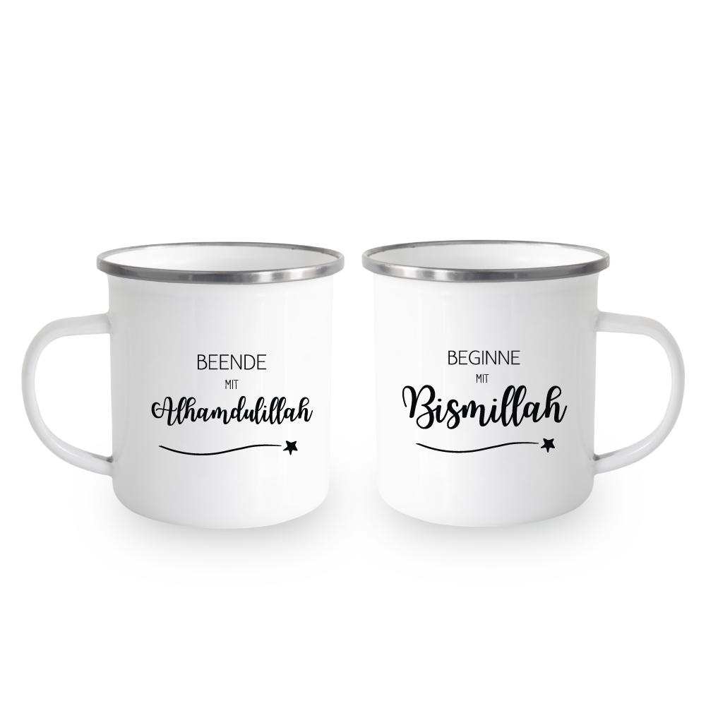 Emaile Tasse Weiß - Beginne mit Bismillah