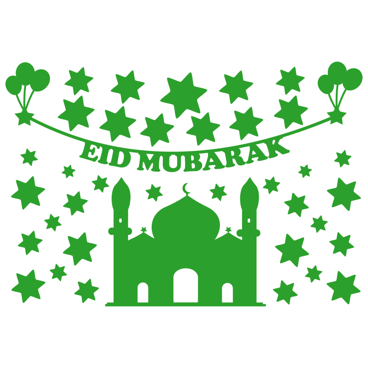 Eid Mubarak cam filmi - renk seçimi - varyant 2
