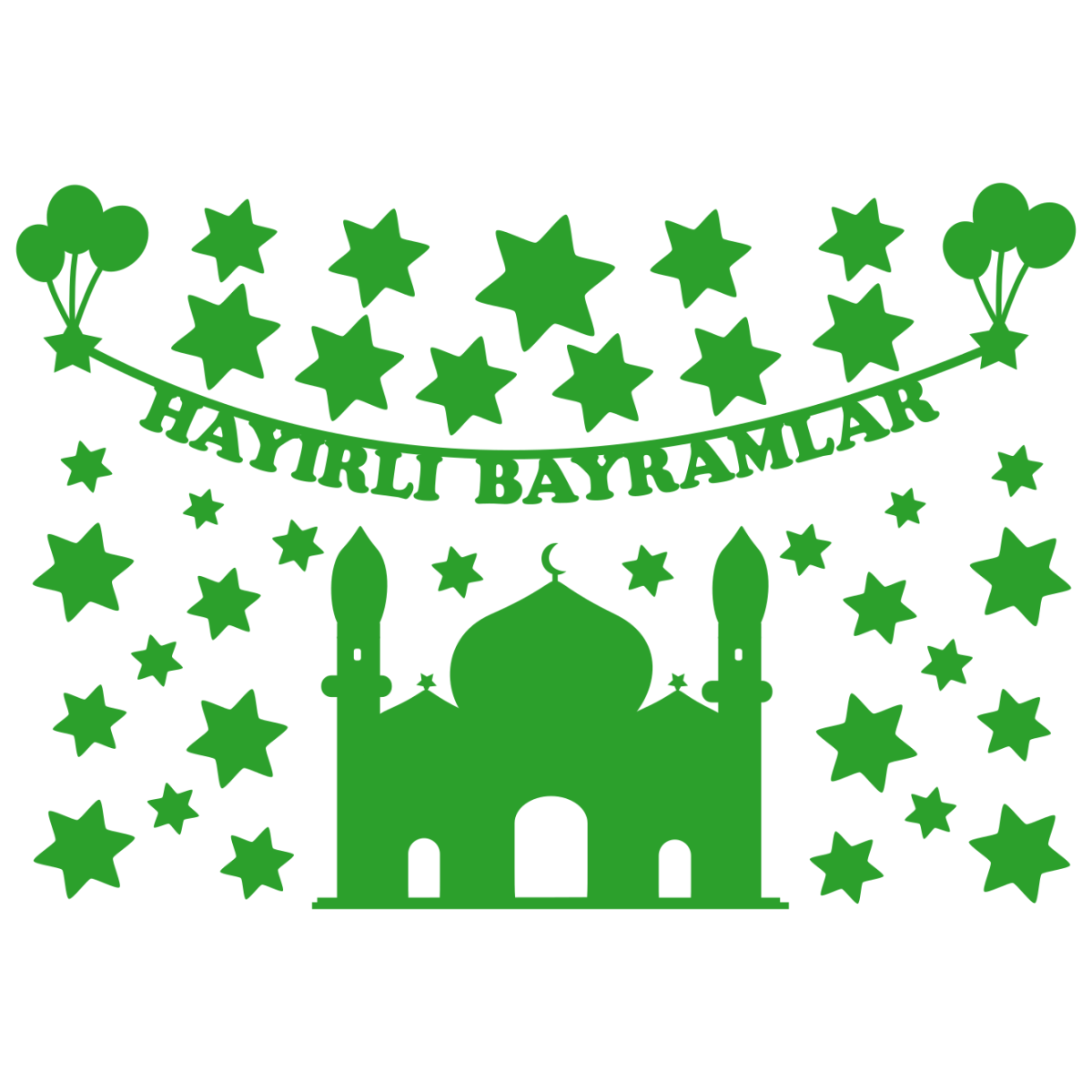 Hayırlı Bayramlar cam filmi - renk seçimi - varyant 2