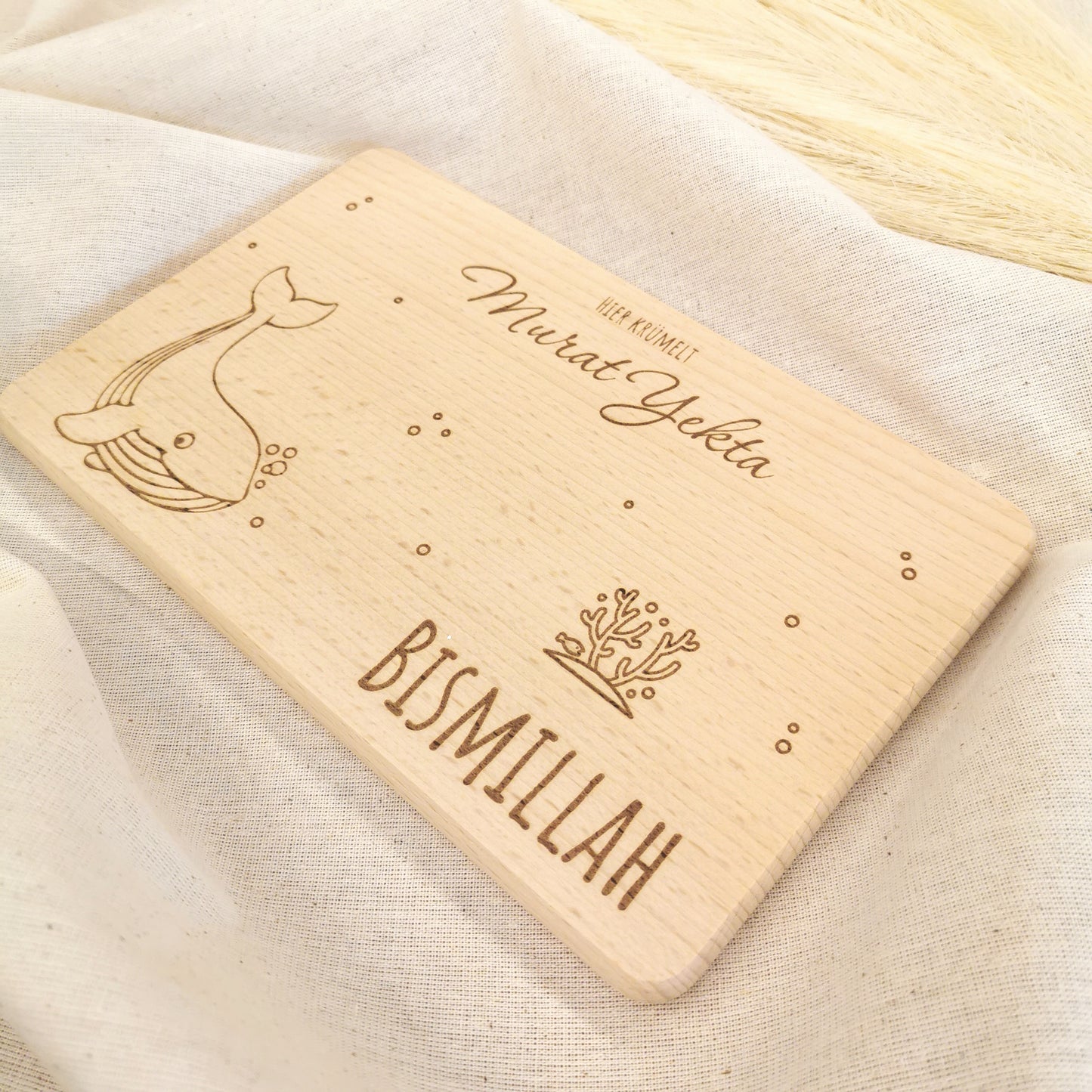 Kişiye özel kalpli kahvaltı tahtası Bismillah-Elhamdülillah (Türkçe)