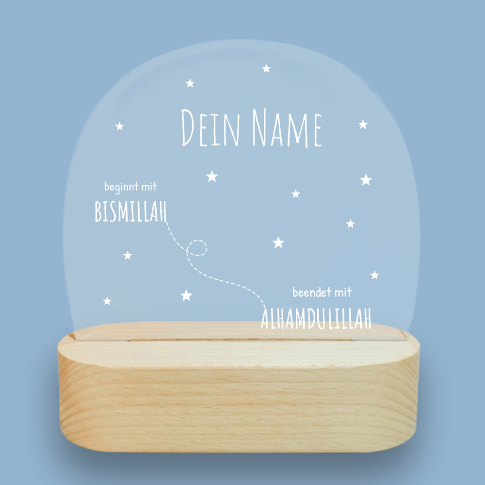 Nachtlicht Bismillah Alhamdulillah Stern - personalisierbar