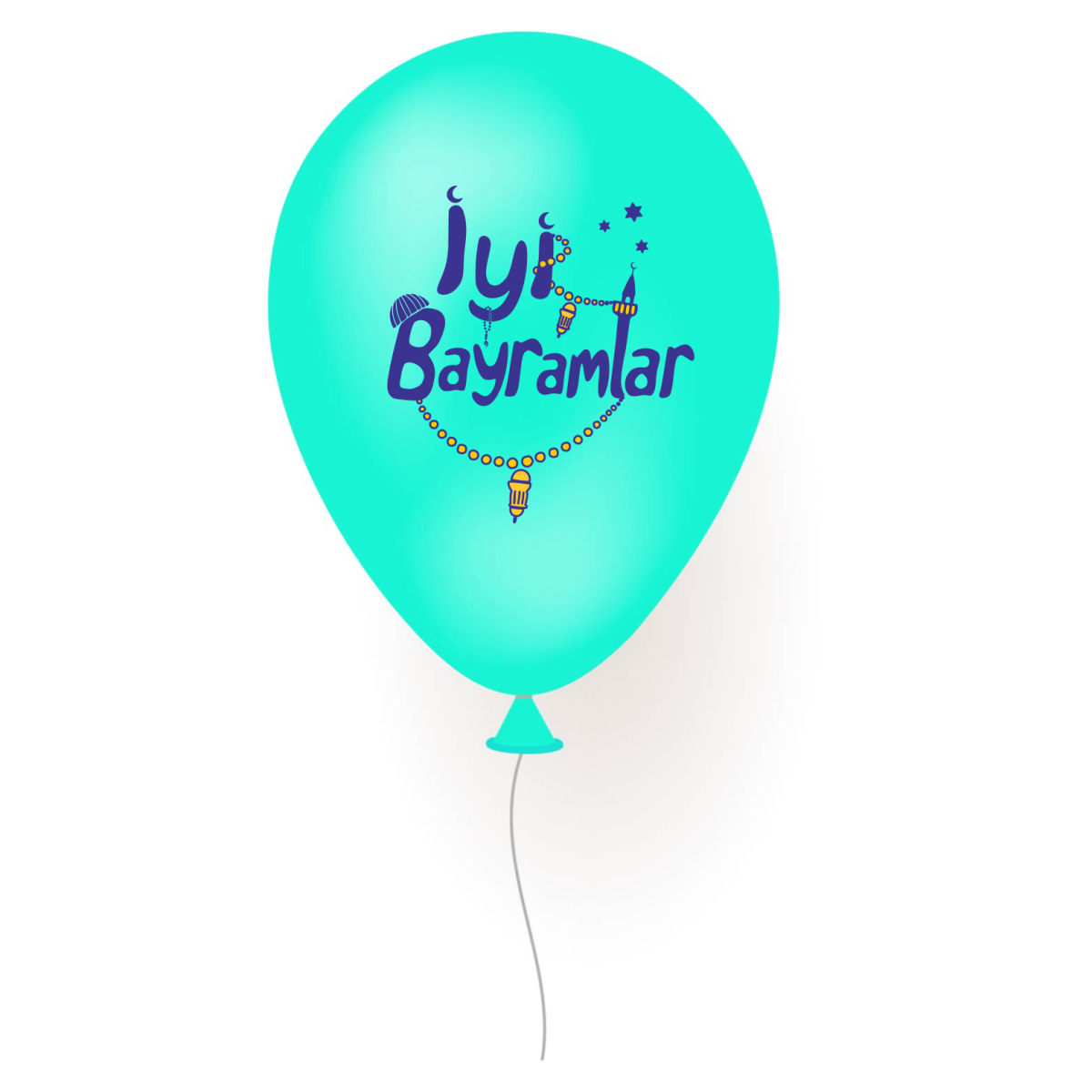 İyi Bayramlar balonları - renk seçeneği (çift taraflı baskılı)