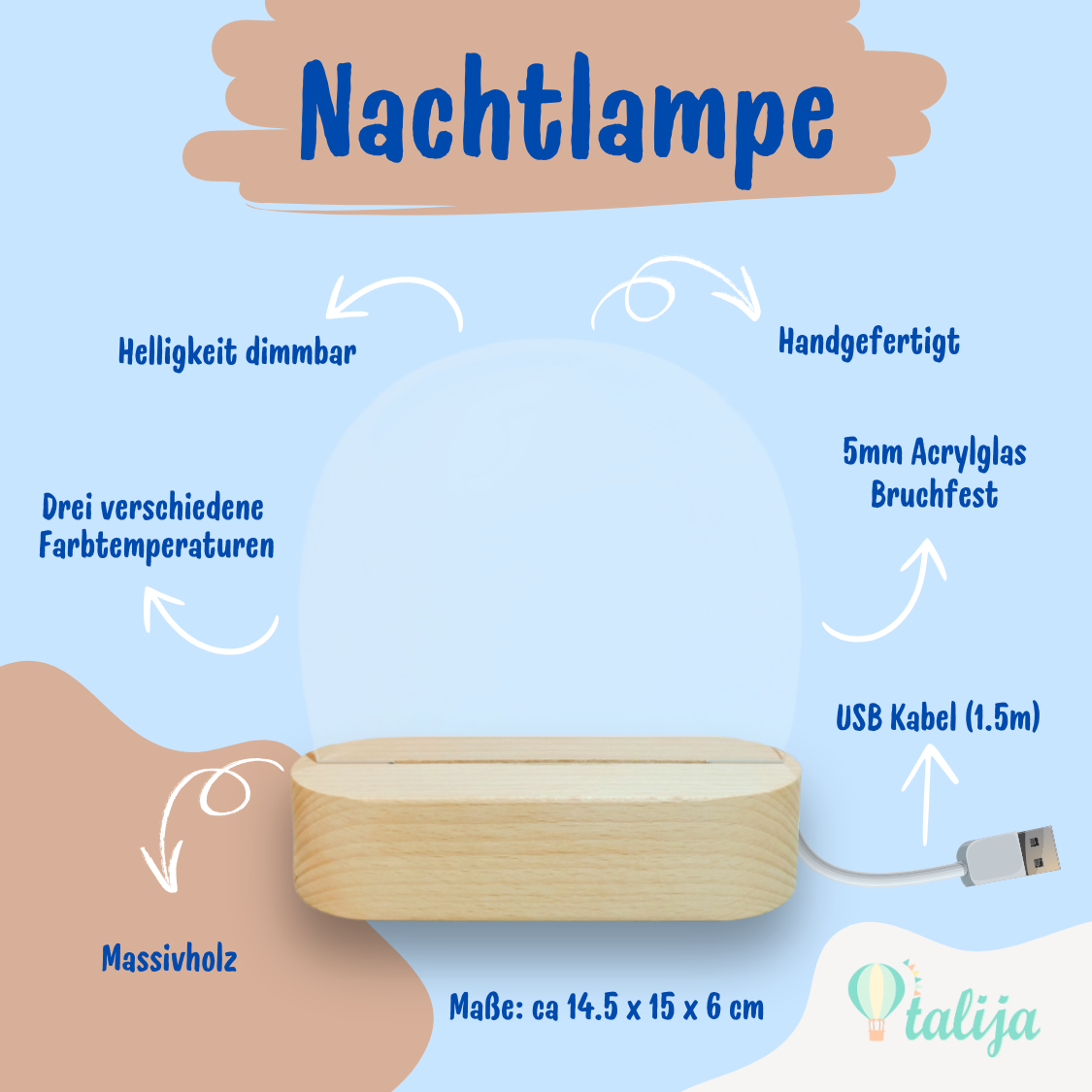 Nachtlicht Bismillah Alhamdulillah Stern - personalisierbar