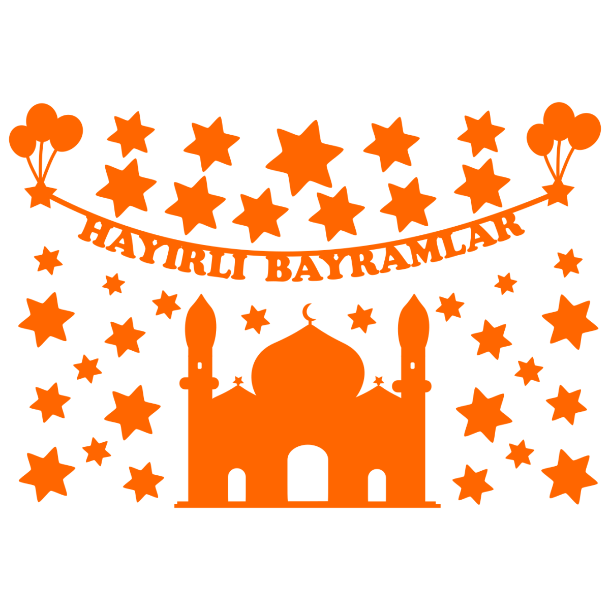 Hayırlı Bayramlar cam filmi - renk seçimi - varyant 2