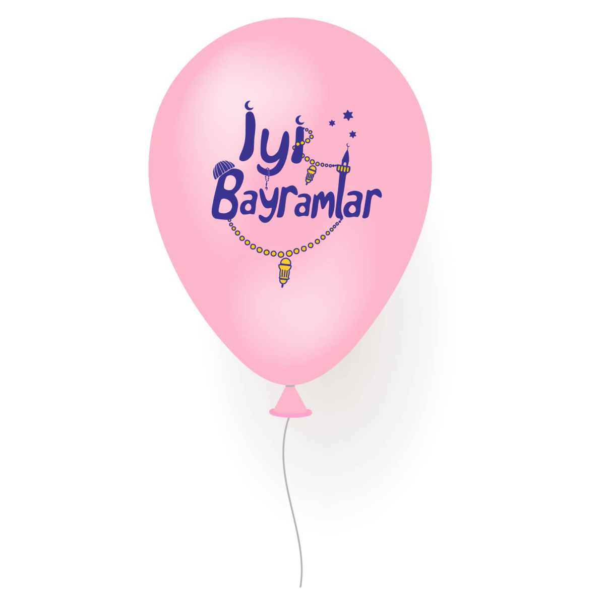 İyi Bayramlar balonları - renk seçeneği (çift taraflı baskılı)
