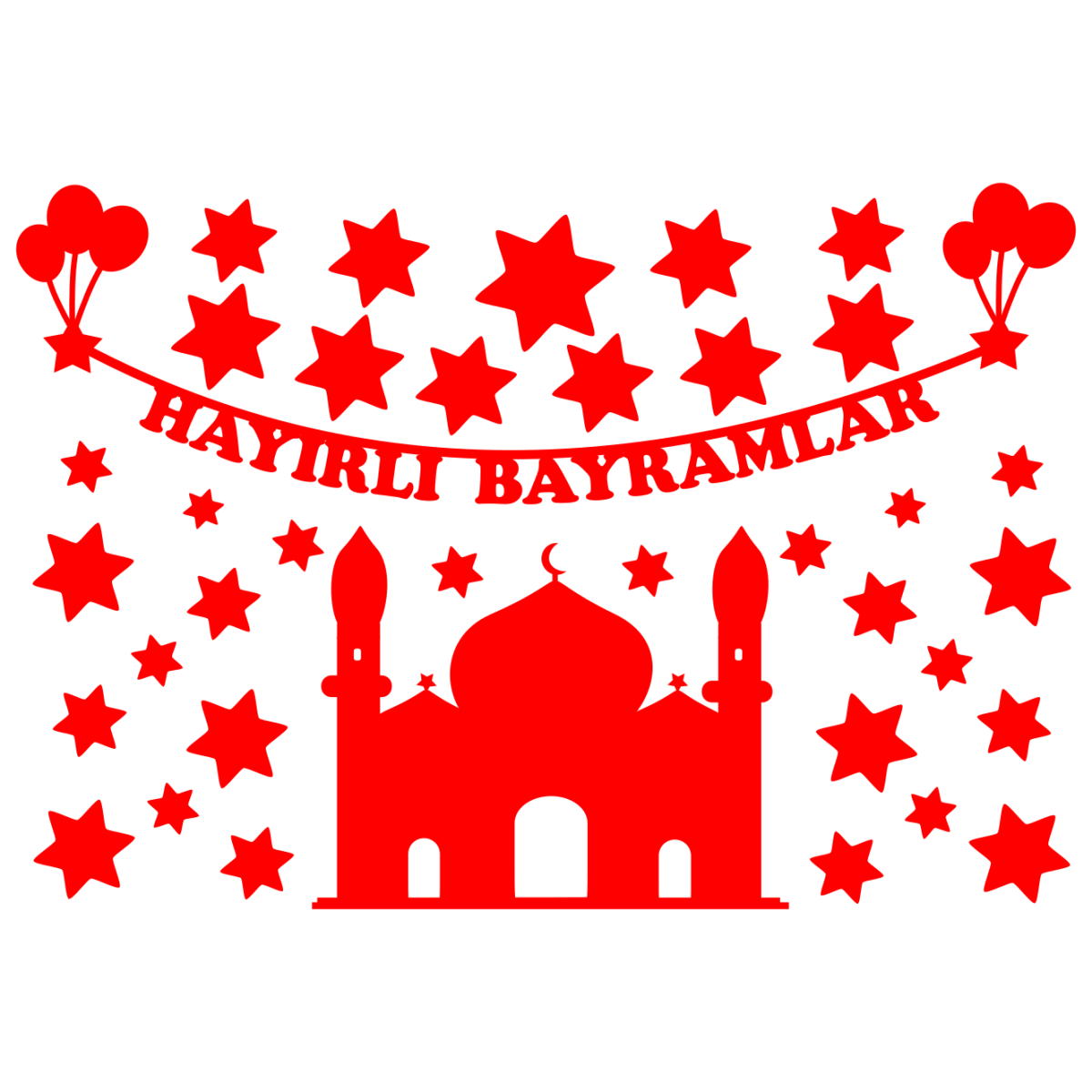Hayırlı Bayramlar cam filmi - renk seçimi - varyant 2
