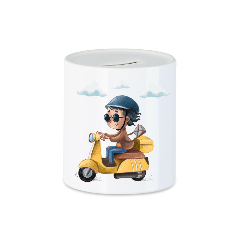 Para kutusu - mopedli çocuk