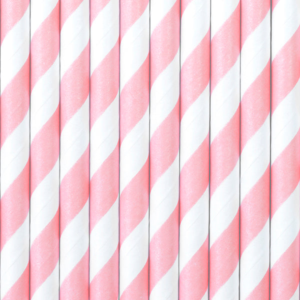 Papierstrohhalme Rosa / Bunt 10 Stk.