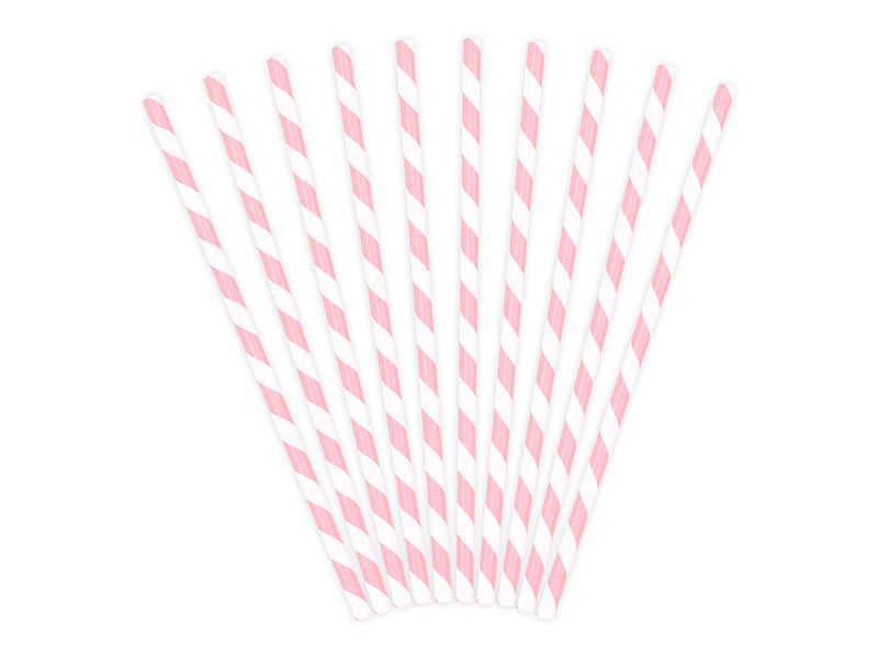 Papierstrohhalme Rosa / Bunt 10 Stk.
