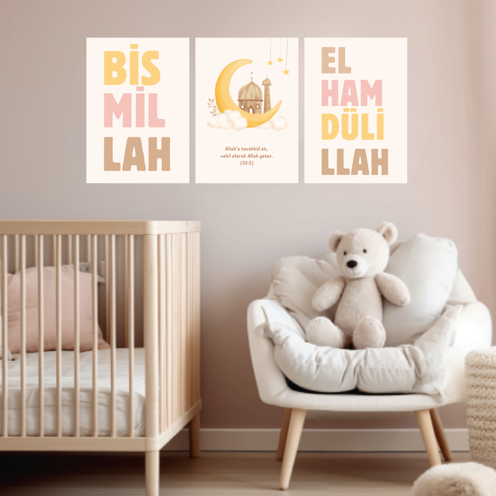 3'lü Wansticker poster seti Bismillah - Almanca veya Türkçe