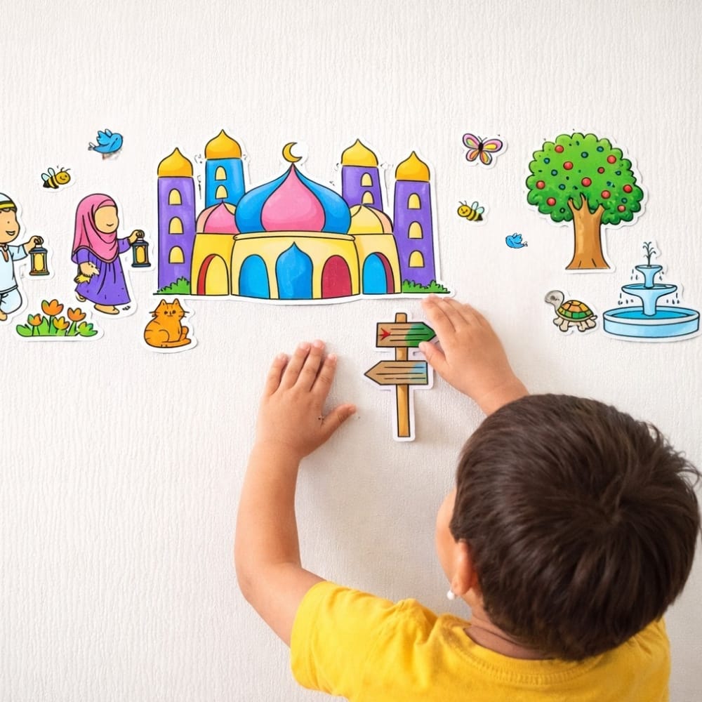 Eid Wandsticker zum Ausmalen mit 12 mini Filzstifte