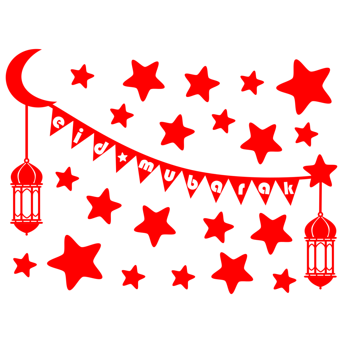Eid Mubarak cam filmi - renk seçimi - varyant 3