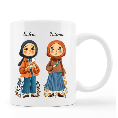 Zwei Freundinnen Variant 2 - Tasse personalisierbar