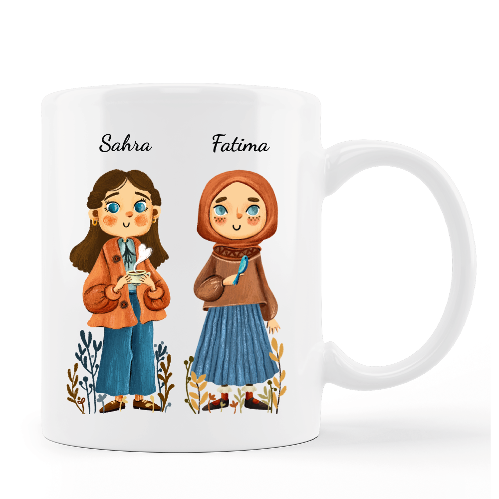 Zwei Freundinnen Variant 3 - Tasse personalisierbar