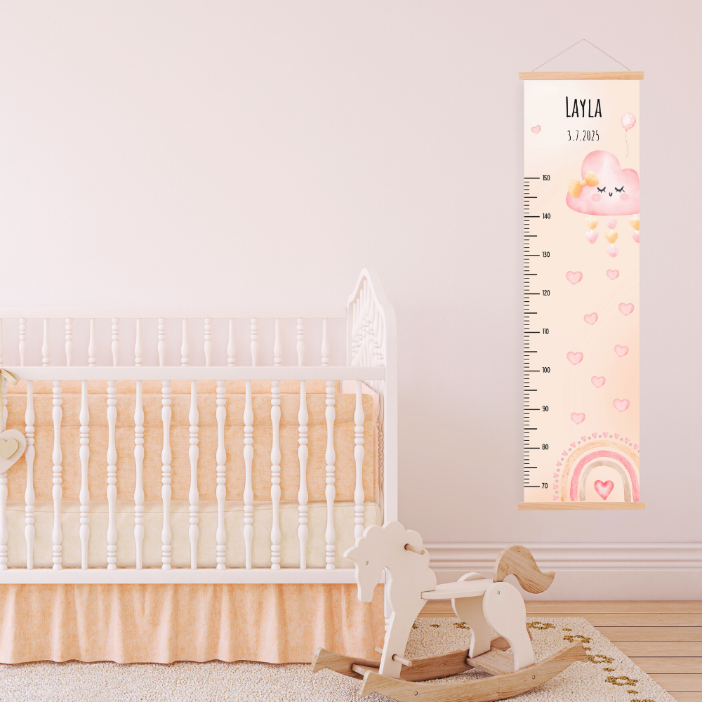 Kinder Messlatte Regenbogen Rosa