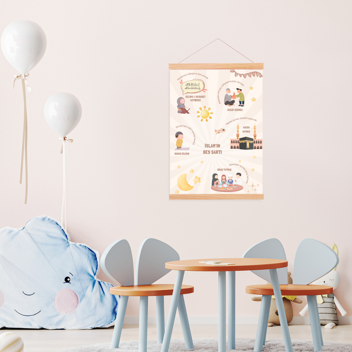 Poster Fünf Säulen des Islam (Türkisch oder Deutsch)