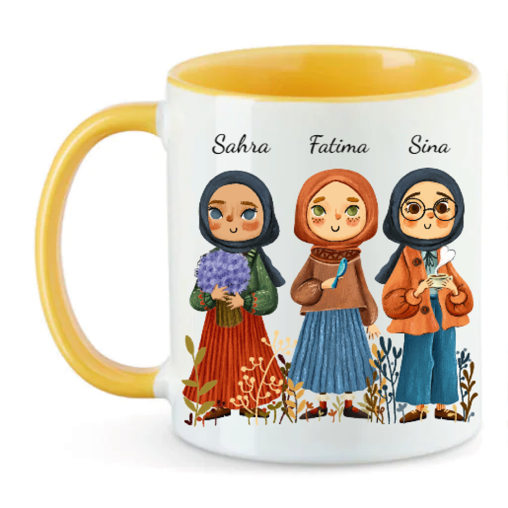 Drei Freundinnen - Tasse personalisierbar