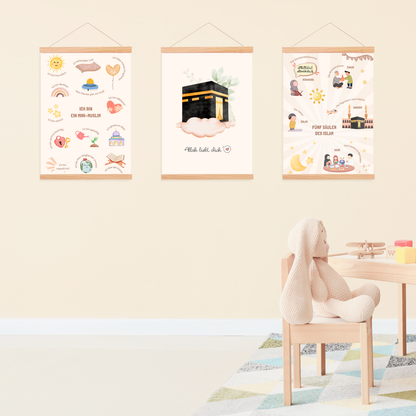 Allah liebt dich 3er Poster-Set -Kaaba