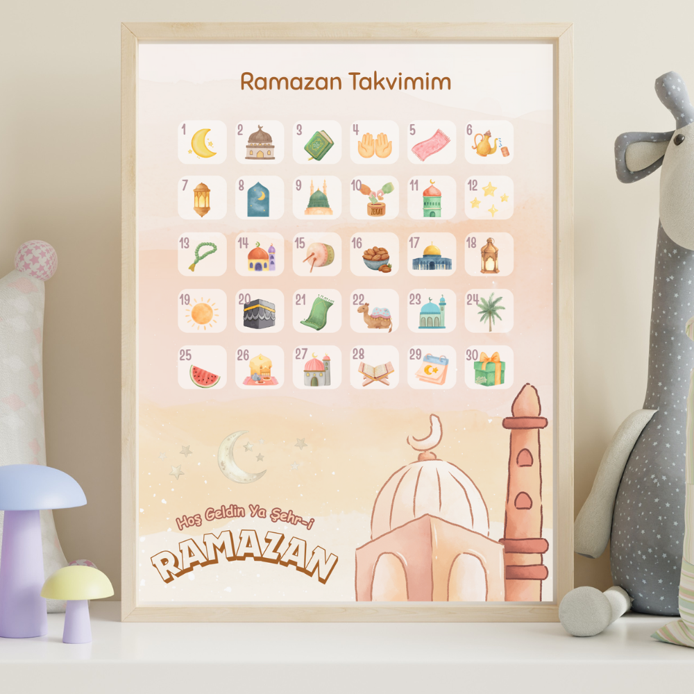 Poster Ramazan Takvimim + 30 Sticker -Terakota