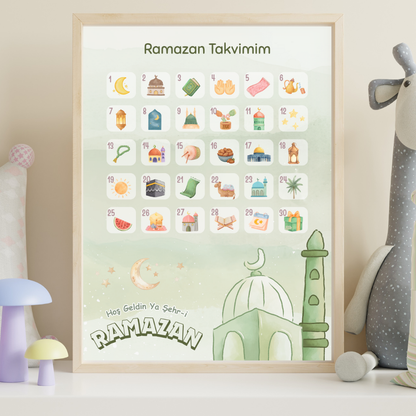 Poster Ramazan Takvimim + 30 Sticker -Yesil