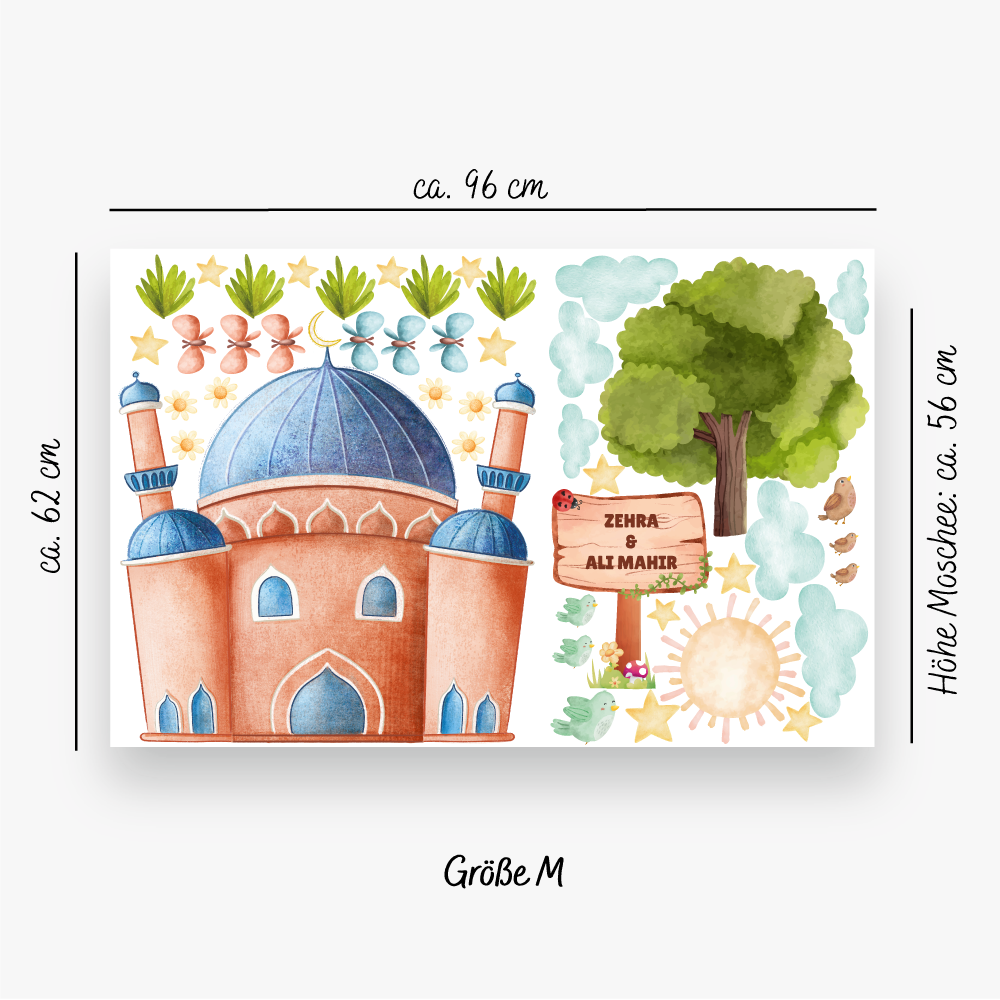 Wandsticker Moschee-Terracotta im Frühling -Personalisierbar