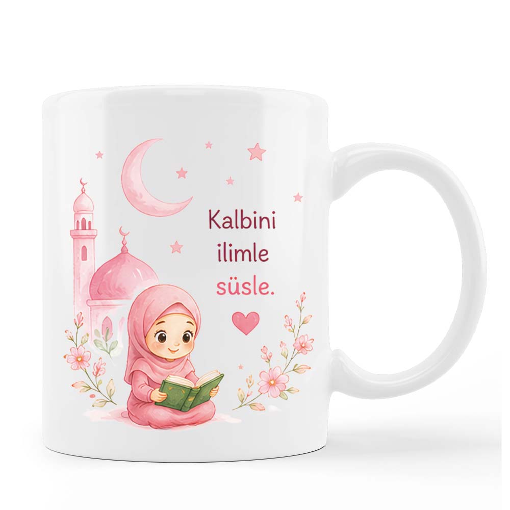 Kalbini ilimle süsle - Pembe - Personalisierte Tasse oder Spardose