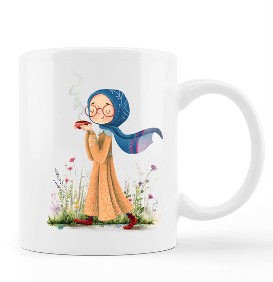 Mädchen mit Tasse - Tasse personalisierbar