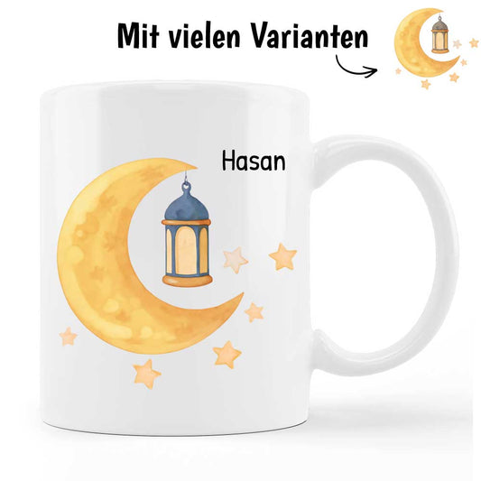 Mond im Laternenlicht - Personalisierte Tasse oder Spardose