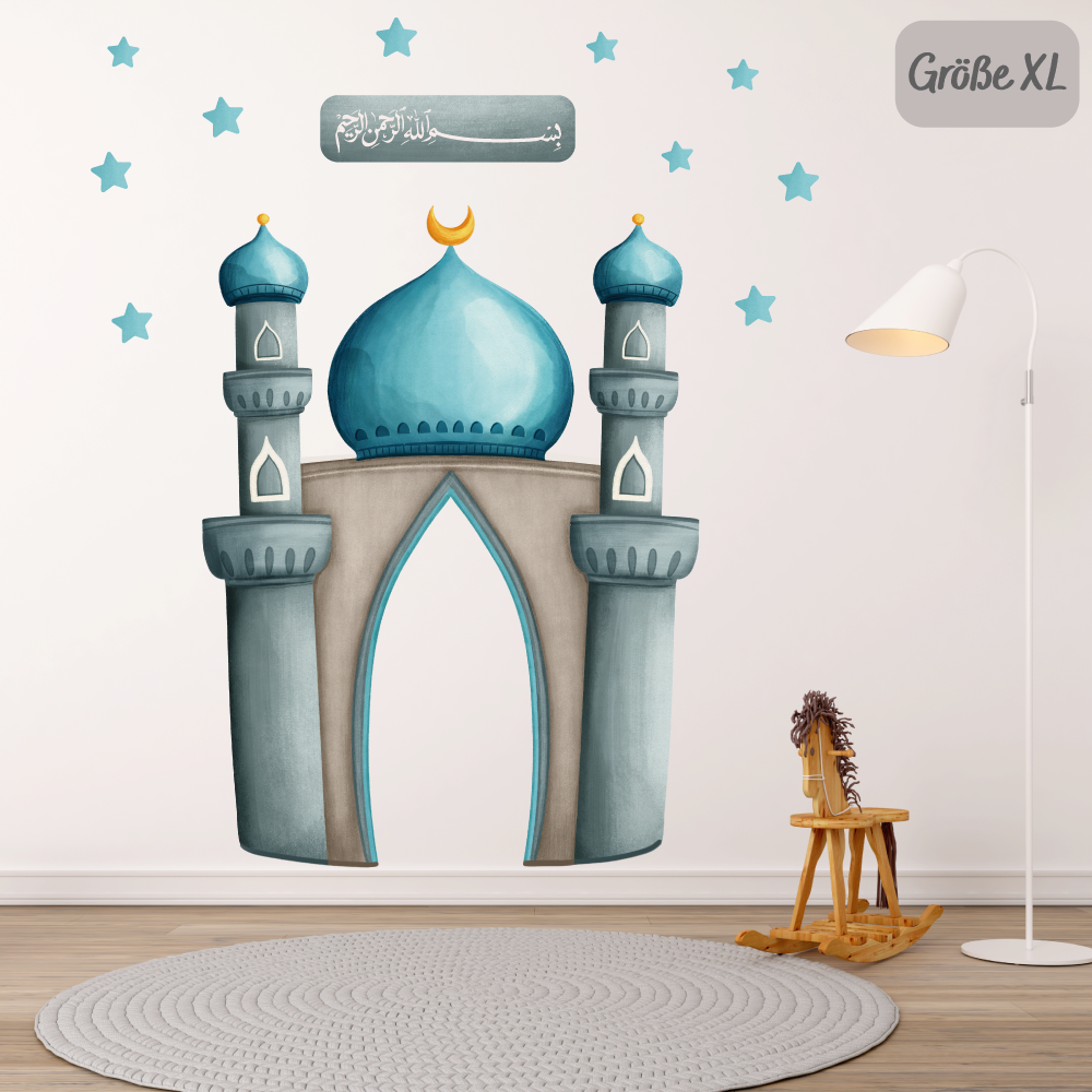 Wandsticker Moschee Gebetsecke-Blau