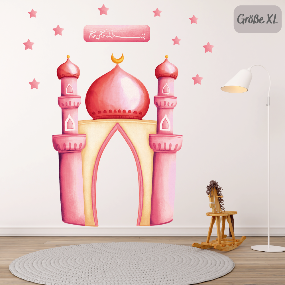 Wandsticker Moschee Gebetsecke-Rosa