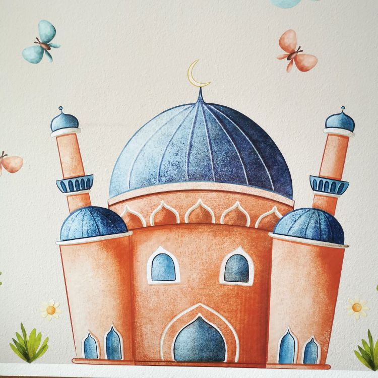 Wandsticker Moschee-Terracotta im Frühling -Personalisierbar