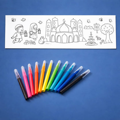 Eid Wandsticker zum Ausmalen mit 12 mini Filzstifte