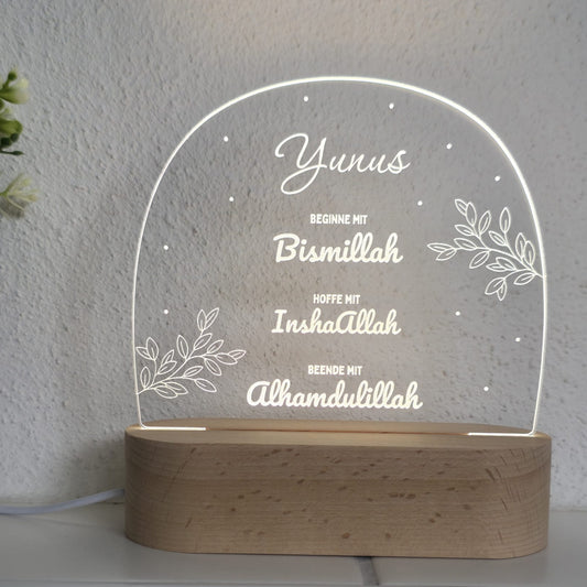 Nachtlicht Beginne mit Bismillah - personalisierbar